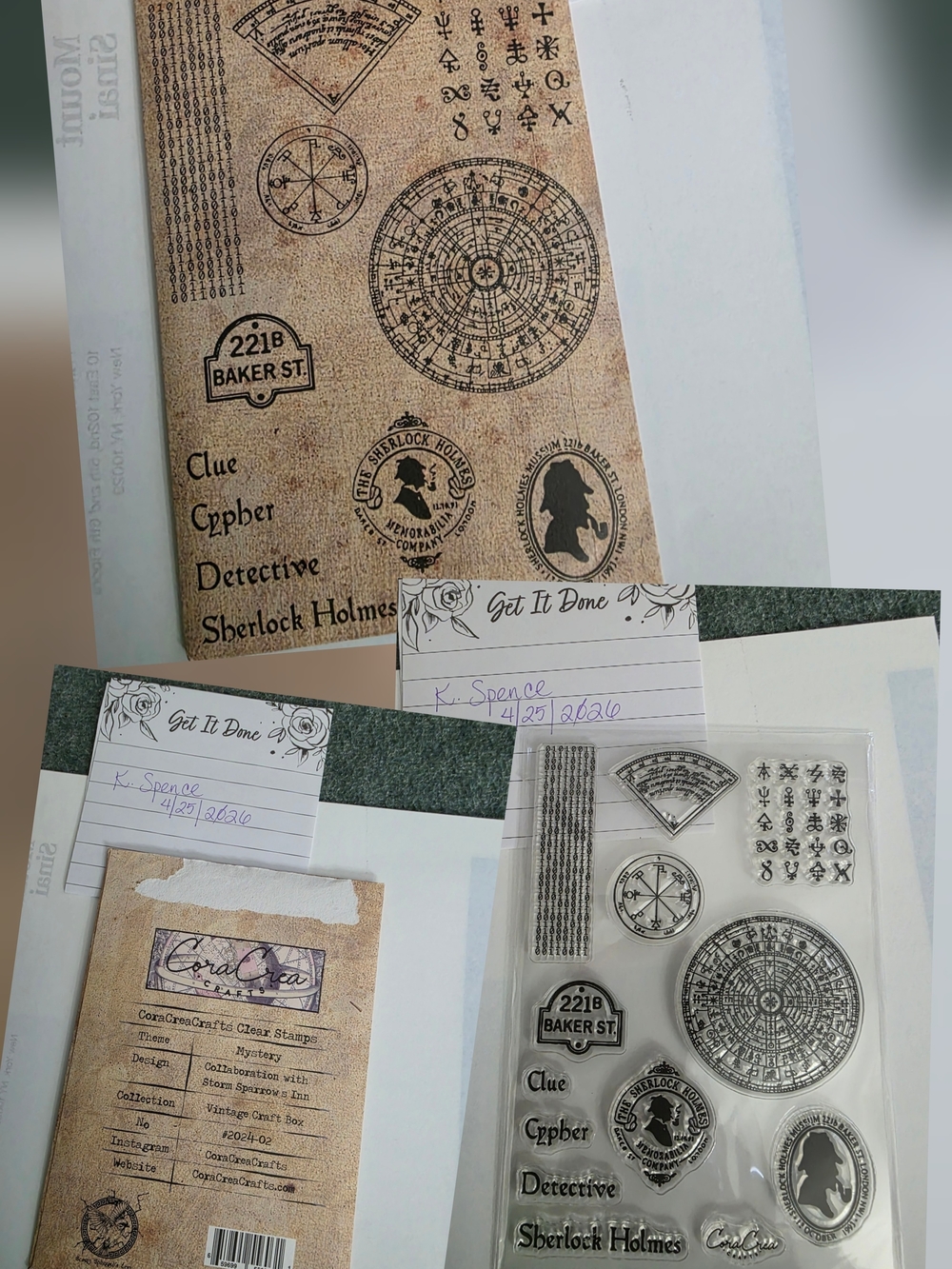 Clear Silicone Stamp Set - Sherlock Holmes Vintage Detective Theme - Brown